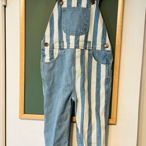 Dotty Dungarees Overalls Striped Denim Overalls Size 4-5 Boys Girls